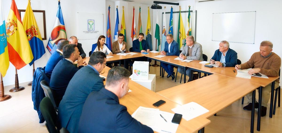 Un momento de la reunión celebrada este martes en el Nuevo Teatro Viejo de Arucas, sede de la Mancomunidad del Norte.