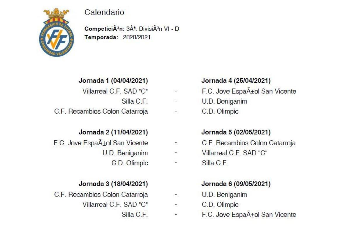 Todos los calendarios de los equipos de la Comunitat Valenciana en Segunda B y Tercera