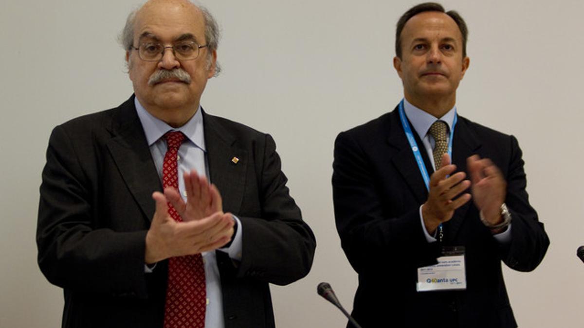 El 'conseller' Andreu Mas-Colell, junto a Joaquim Boixareu en la inauguración del curso académico de la UPC el pasado octubre.