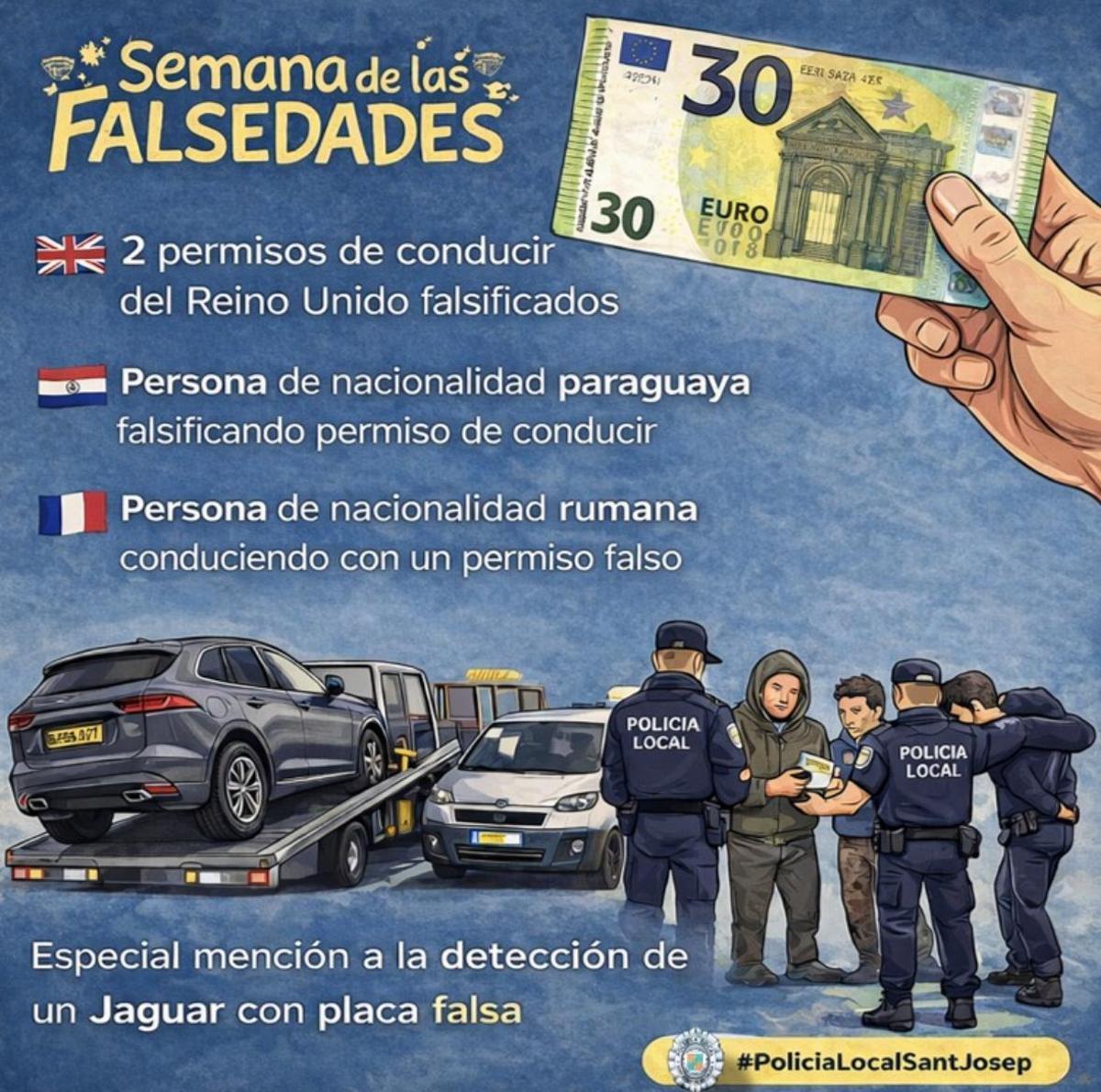Imagen de la publicación de la policia de Sant Josep en su Instagram