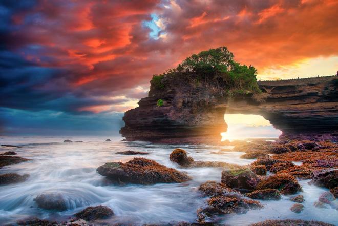 Tanah Lot Temple, amanecer, atardecer