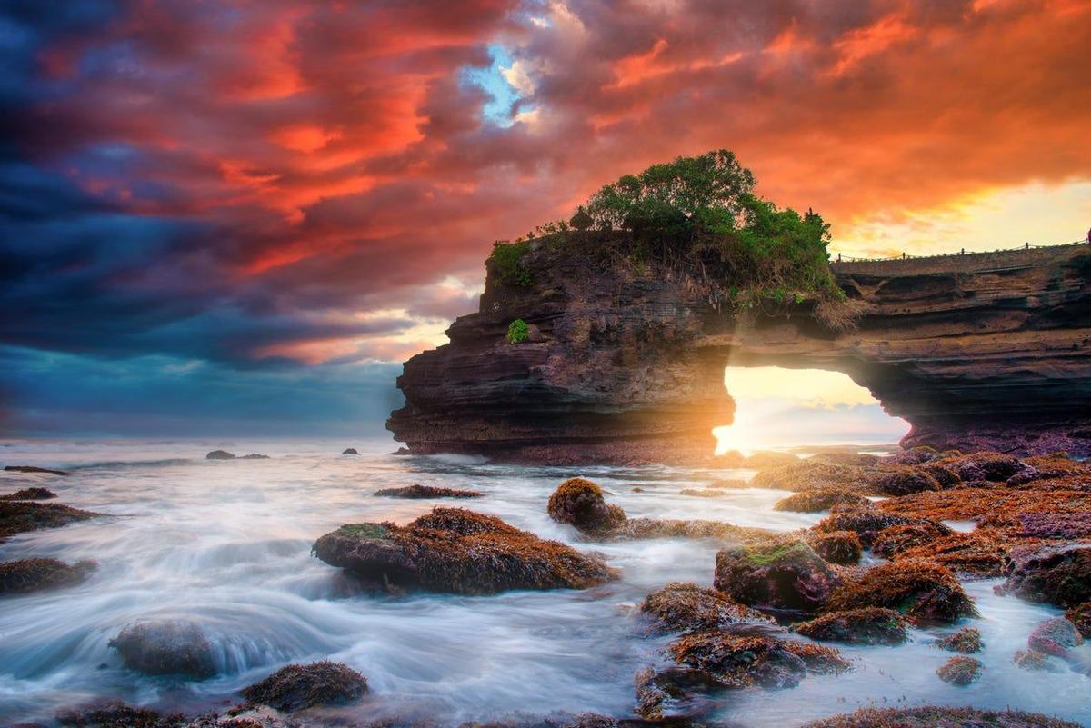 Tanah Lot Temple, amanecer, atardecer