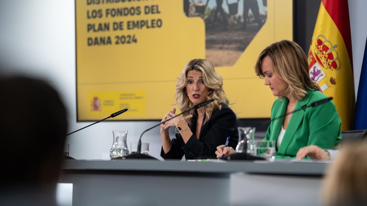 Yolanda Díaz y Pilar Alegría, tras el Consejo de Ministros.