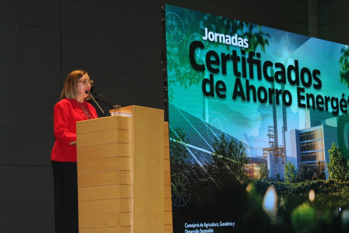 Mercedes Morán, consejera de Agricultura, en la jornada ‘Certificados de Ahorro Energéticos’.
