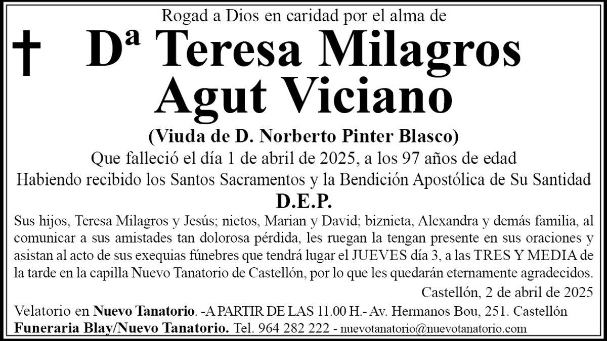 Dª Teresa Milagros Agut Viciano