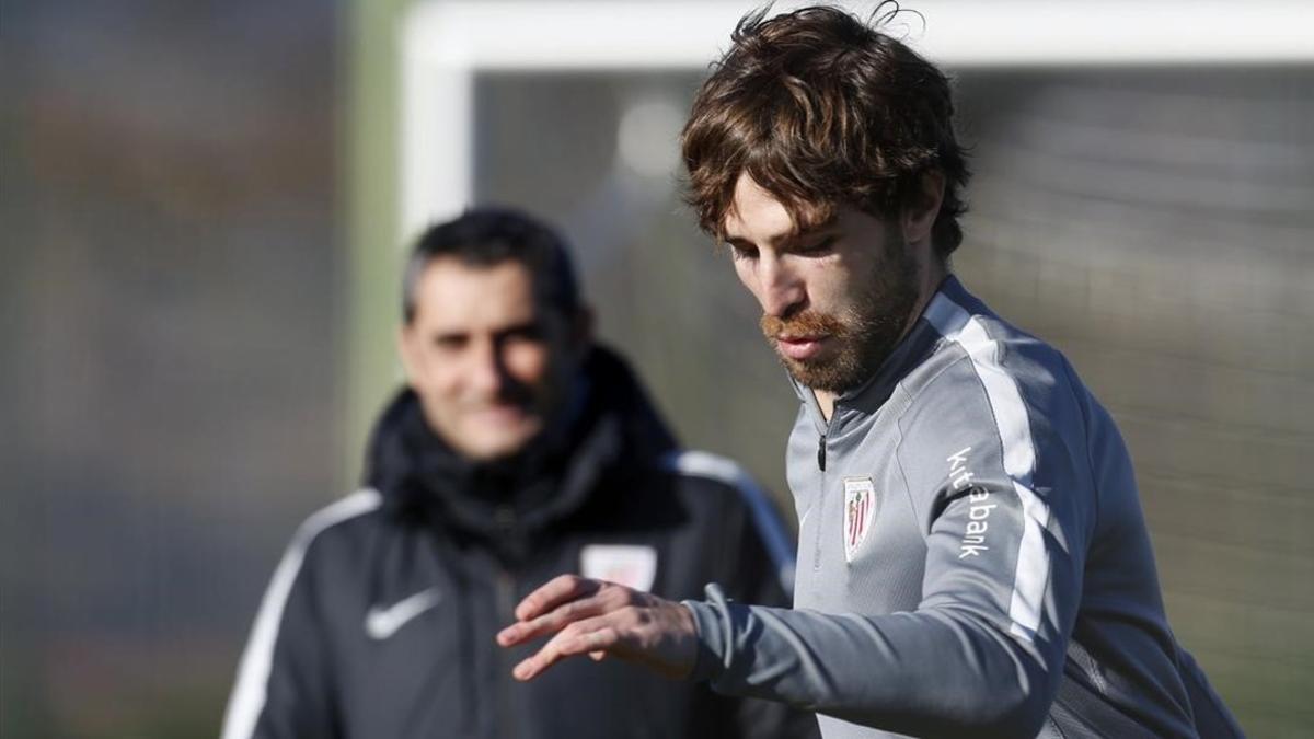 Yeray Álvarez en una sesión de entrenamiento del Athletic Club