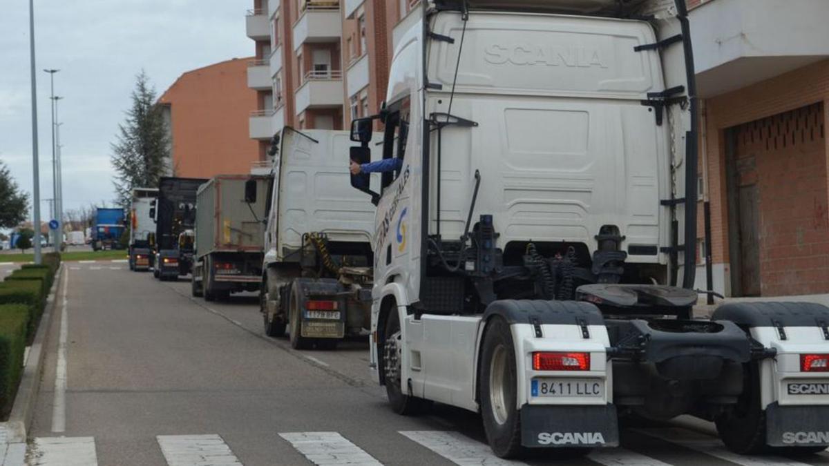 Transportistas por la avenida El Ferial de Benavente. | |  E. P.