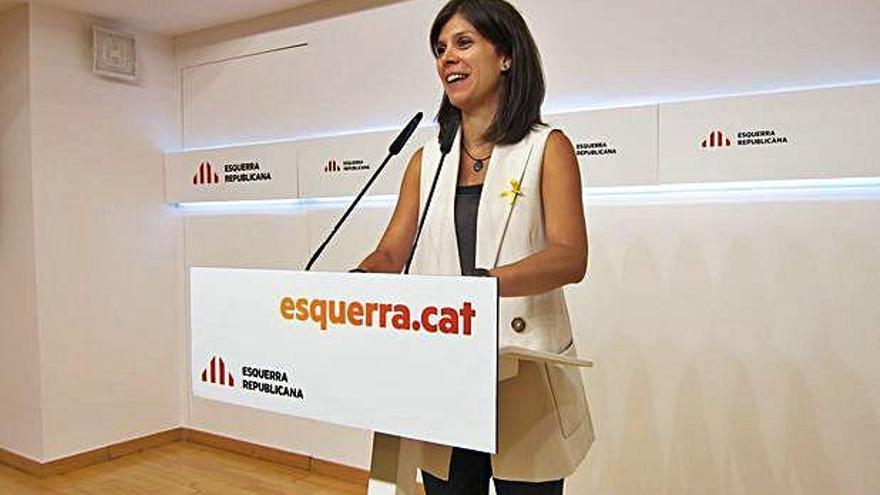 La portaveu d&#039;ERC, Marta Vilalta, en roda de premsa.