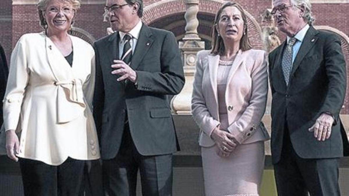 Viviane Reding, Artur Mas, Ana Pastor y Xavier Trias, en Barcelona.