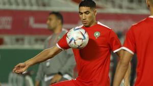 Achraf Hakimi, durante el entrenamiento de Marruecos.