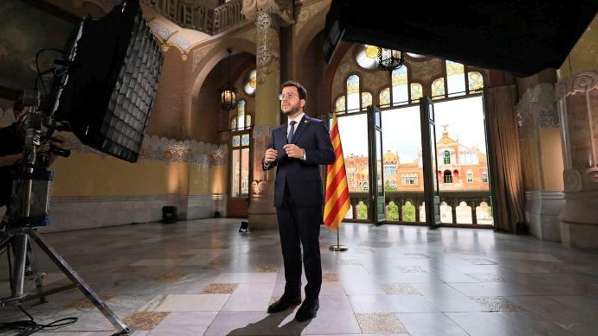 Mensaje institucional del 'president' Pere Aragonès por la Diada 2021, desde el Recinte Modernista del Hospital de Sant Pau de Barcelona