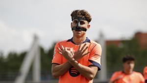 Fermín homenajea la celebración de Lamine Yamal tras marcar al Getafe.