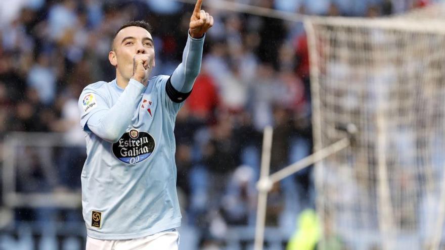 Aspas, tras anotar ante la Real Sociedad. // J. Lores