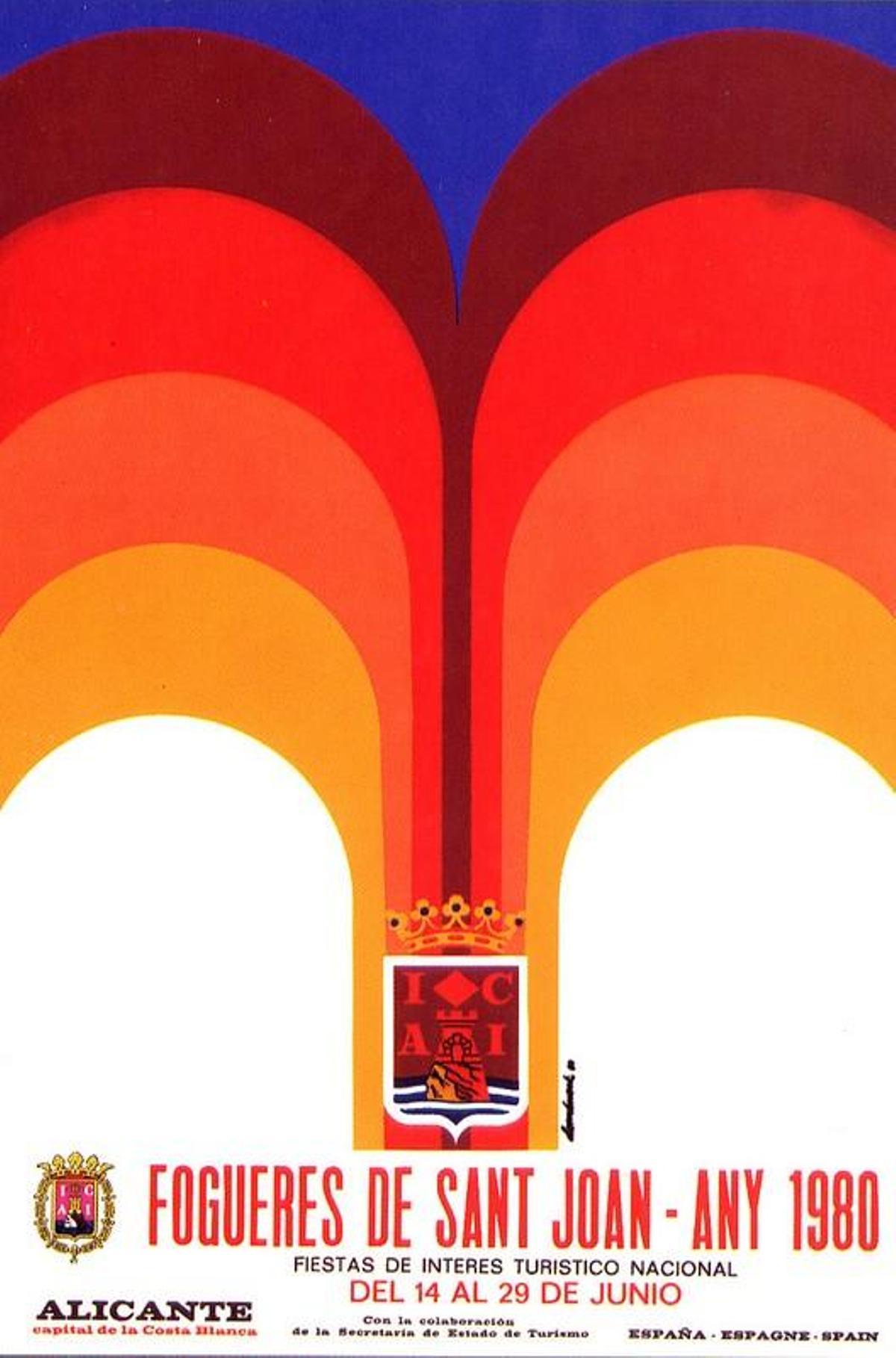 Cartel de las Hogueras de 1980, con la denominación correcta en valenciano.