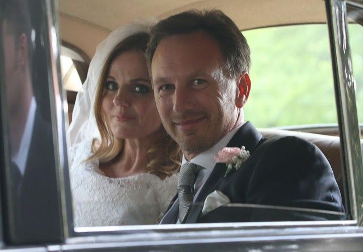 Geri Halliwell y Christian Horner abandonan la iglesia en coche