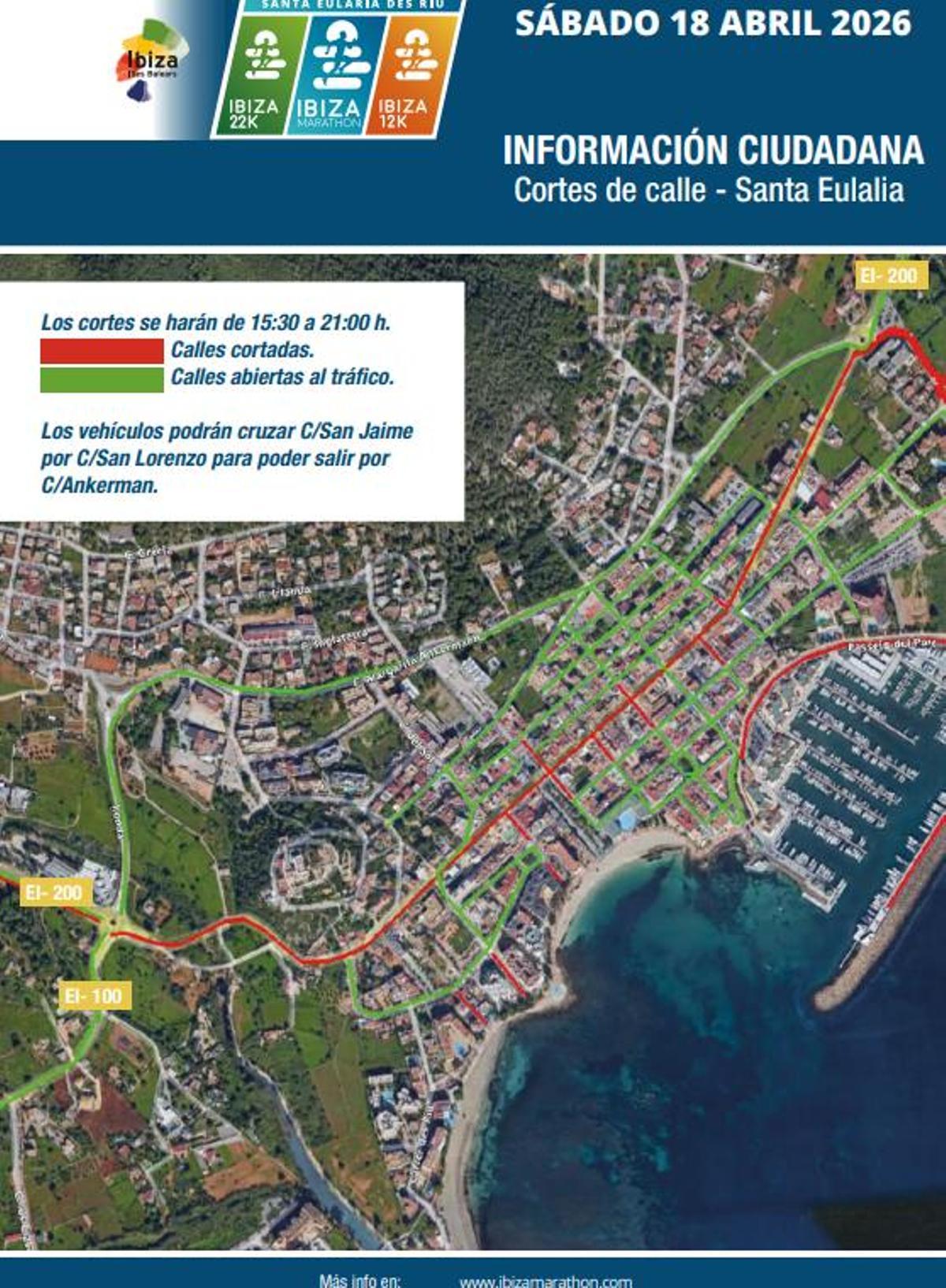 Cortes al tráfico en Santa Eulària