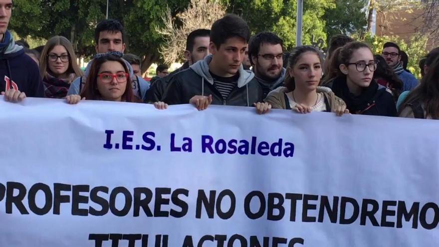 Protesta de los alumnos del IES Rosaleda