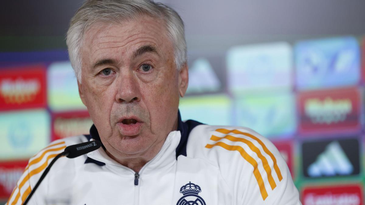 Carlo Ancelotti, entrenador del Real Madrid, en rueda de prensa.