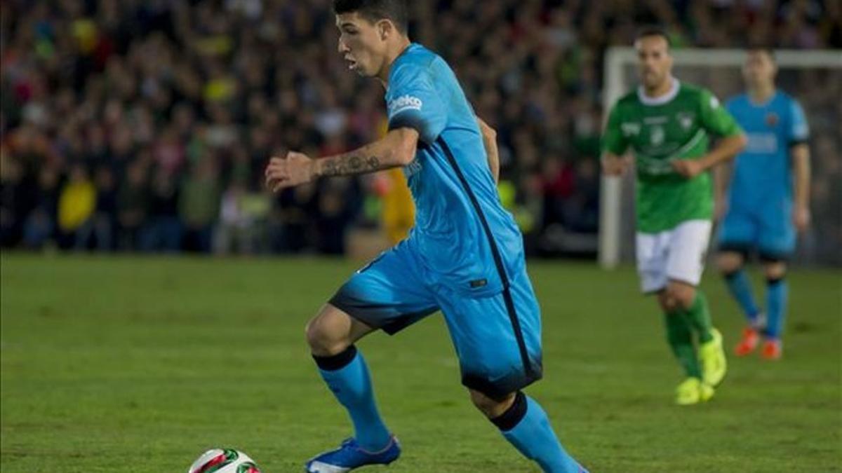 Aitor Cantalapiedra en su debut con el primer equipo, en Copa, contra el Villanovense