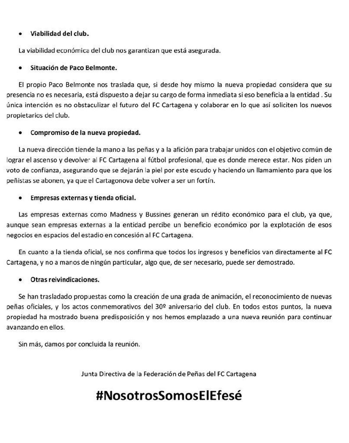 Nota informativa de la FPFCC 2/2