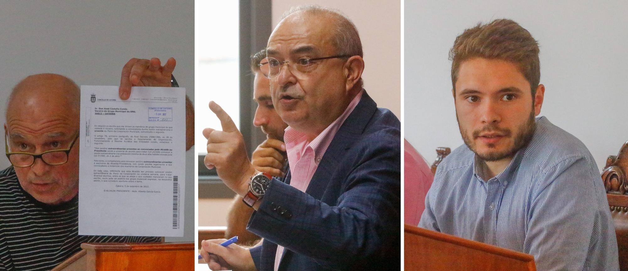 Juan Castaño, Alberto García e Iván Caamaño, en el pleno.