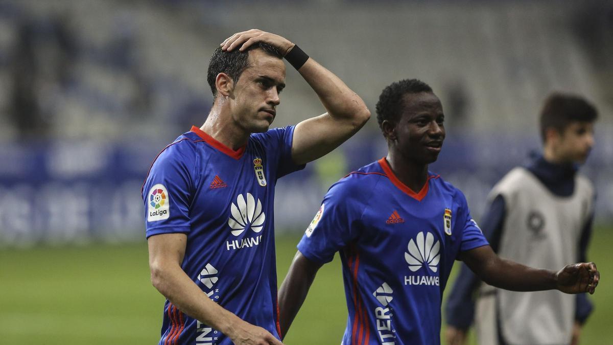 Yaw Yeboah, en un partido con el Real Oviedo.