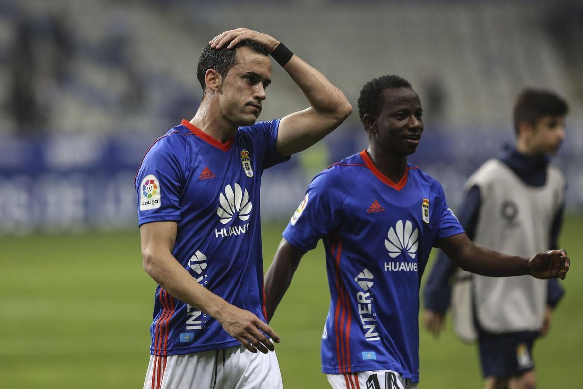 Yaw Yeboah, en un partido con el Real Oviedo.