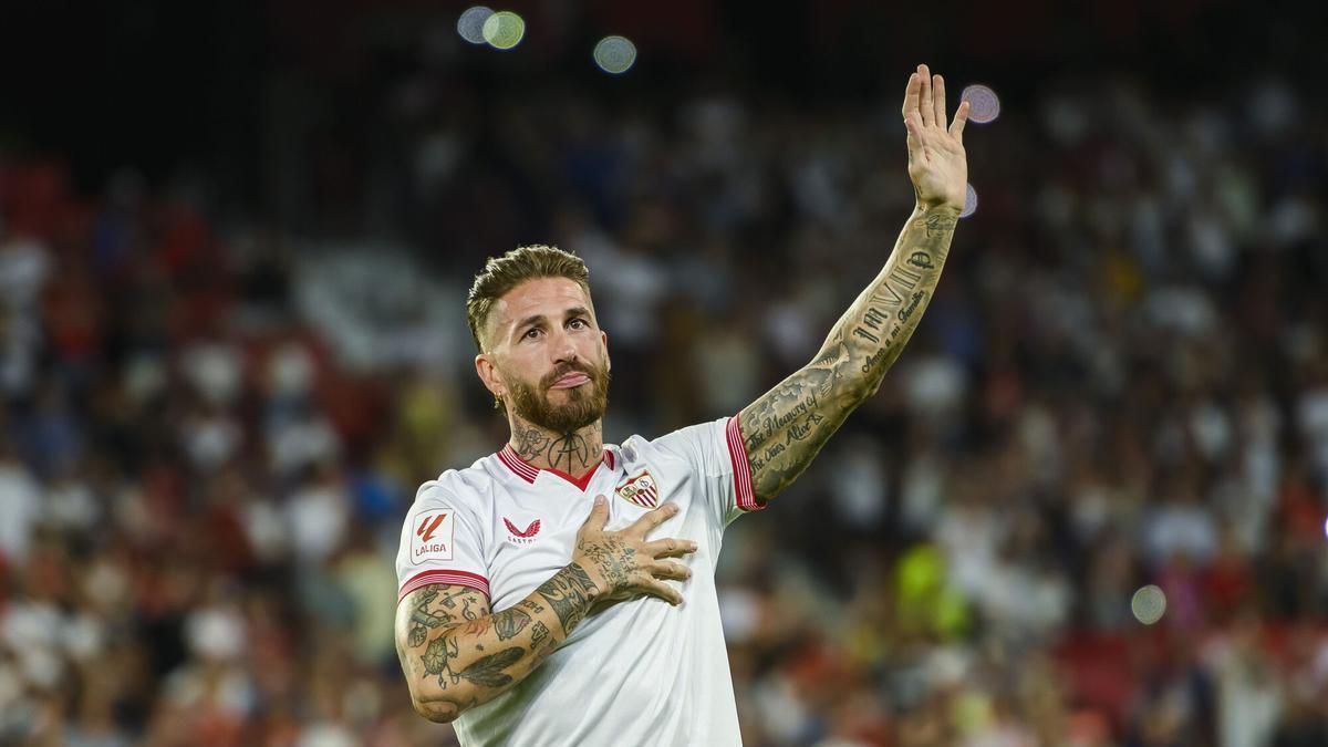 Sergio Ramos en su presentación oficial como jugador del Sevilla FC en septiembre de 2023