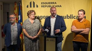 Xavi Puig, el nou candidat dERC a Tarragona, durant el discurs posterior a les eleccions internes.