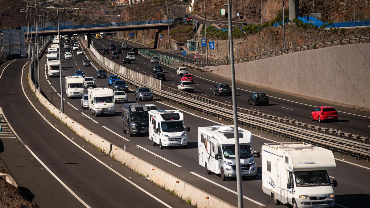 Manifestación de autocaravanas el pasado 22 de febrero por la TF-1