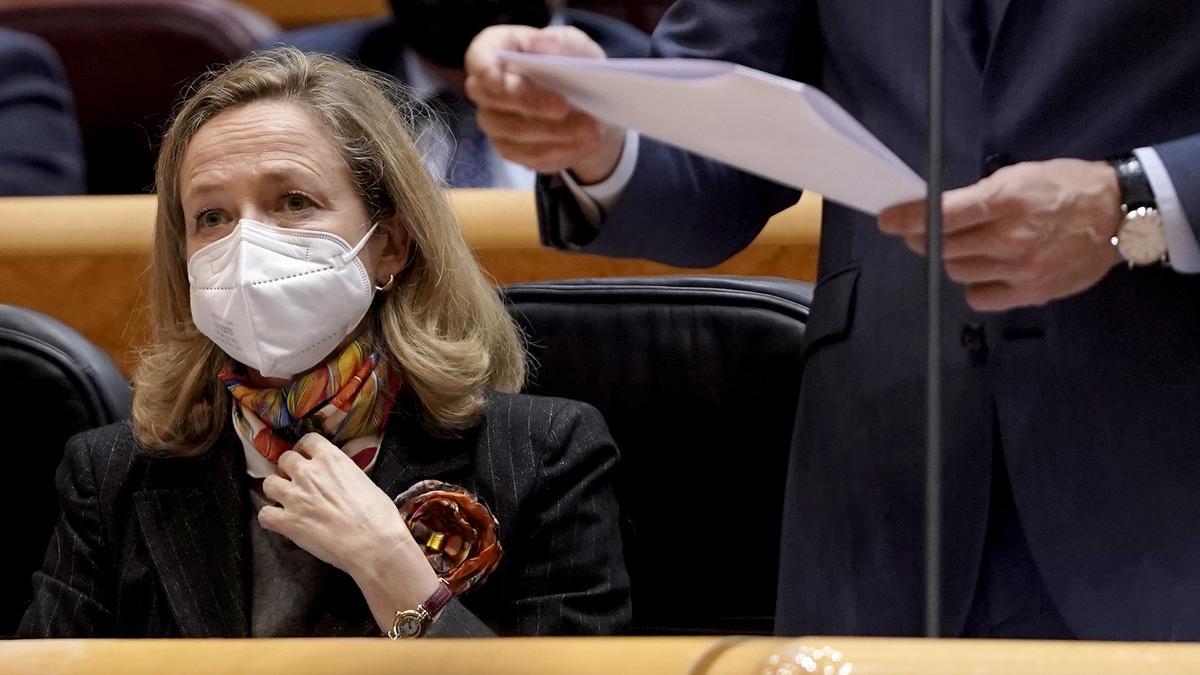 Nadia Calviño, en el Senado.