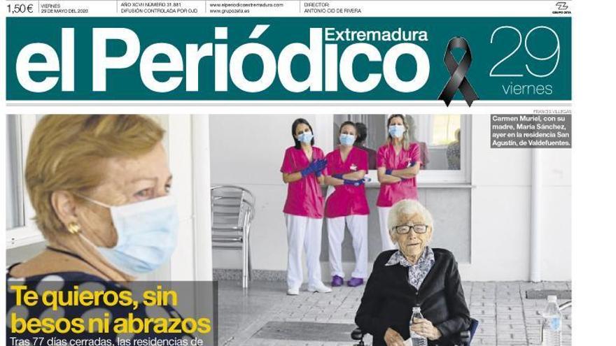 Esta es la portada de EL PERIÓDICO EXTREMADURA correspondiente al día 29 de mayo del 2020