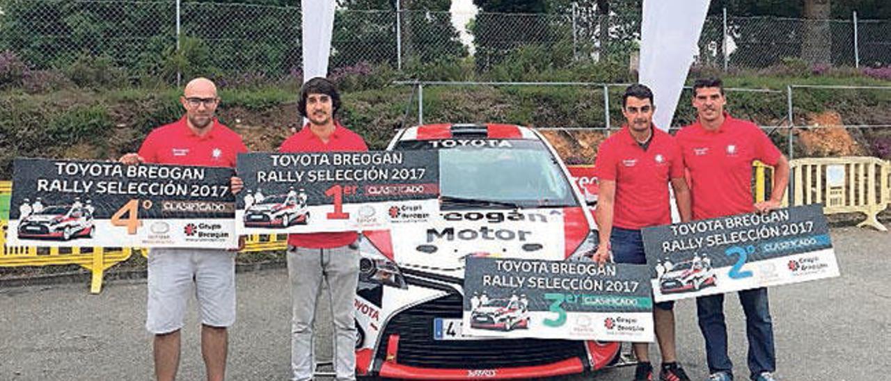 Los cuatro ganadores de la &quot;Toyota Breogán Rally Selección&quot;.