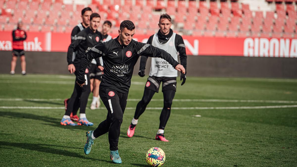 Borja García, durant un entrenament a Montilivi