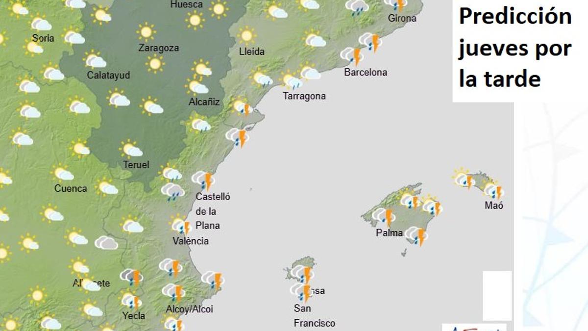 Previsión para el jueves en las zonas más afestadas
