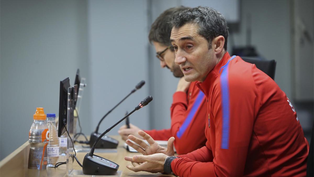 Ernesto Valverde, en rueda de prensa en la Ciutat Esportiva Joan Gamper