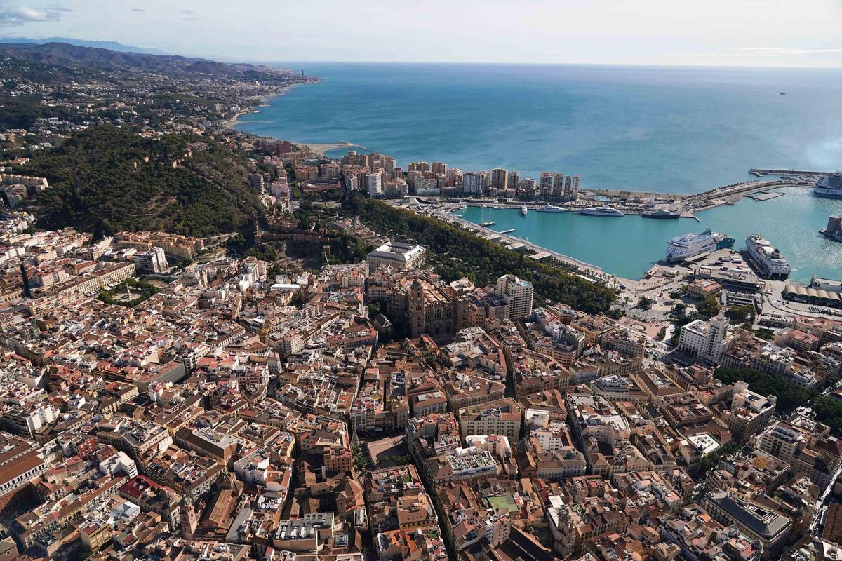 Vista aérea de Málaga.