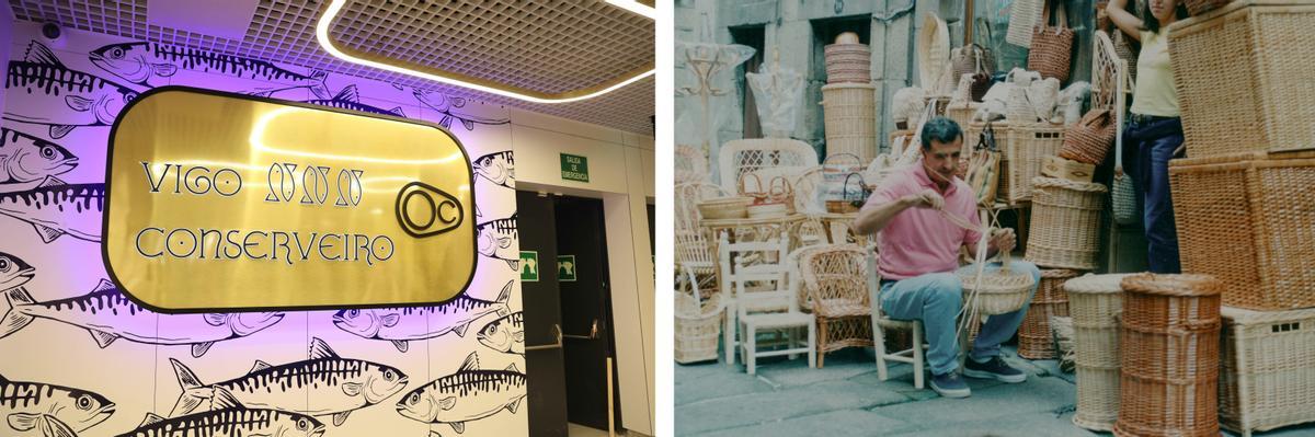 Vialia rinde homenaje al sector conservero. Abajo: Archivo, cesteiros de Vigo en los 80.