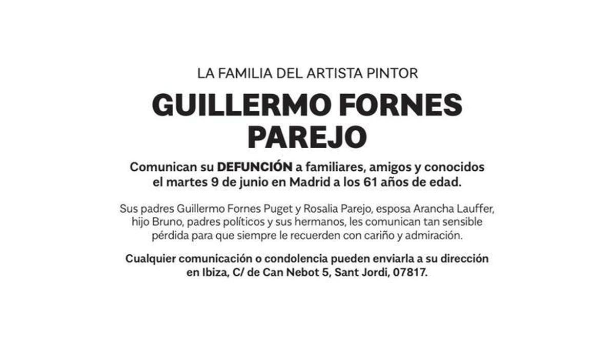 Esquela Guillermo Fornes Parejo