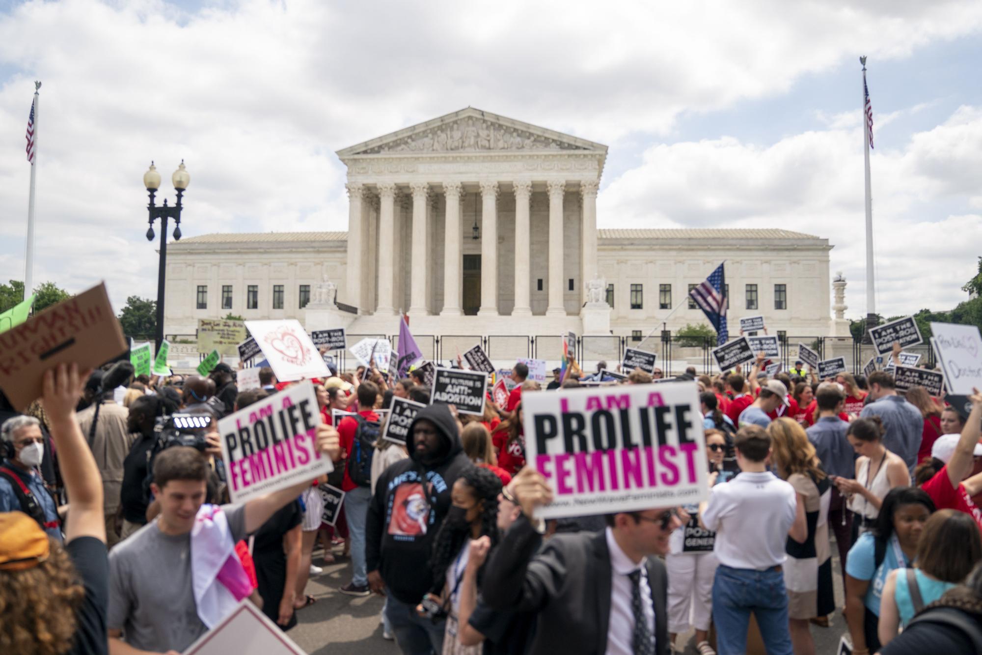 The US Supreme Court overturns the legalization of abortion in the Roe v. Wade case of 1973.