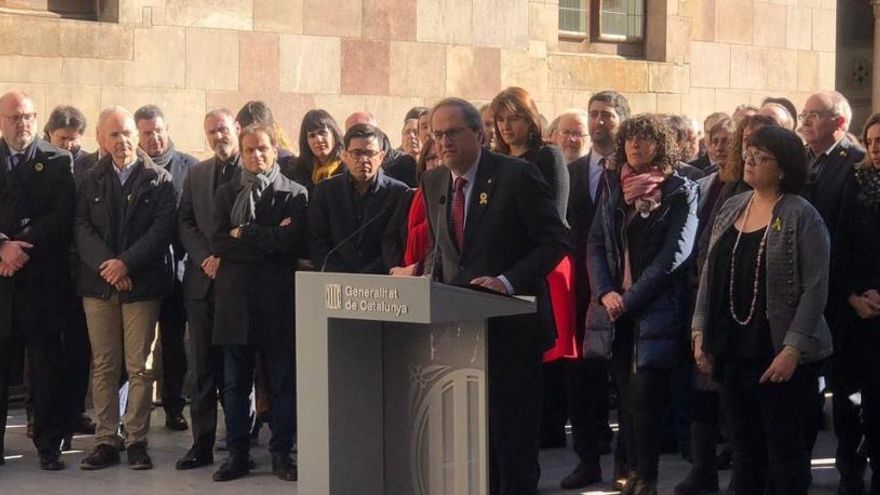 Quim Torra amb familiars dels presos.