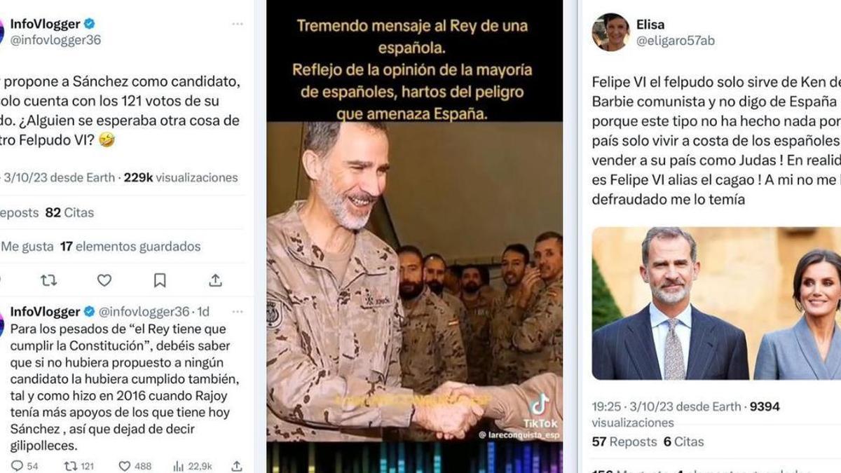 Imprecaciones al Rey en redes sociales por proponer a Pedro Sánchez.