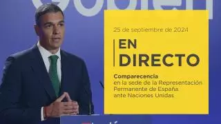 Comparecencia de Pedro Sánchez en la sede de la Representación Permanente de España