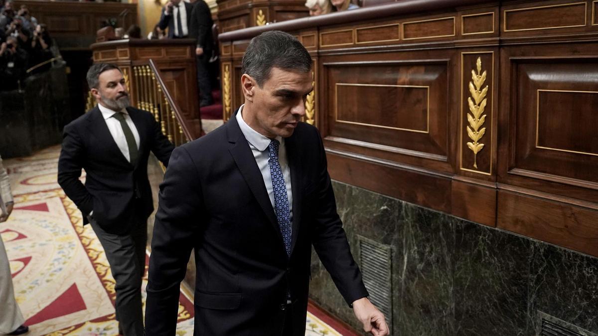 El presidente del Gobierno, Pedro Sánchez, este martes tras la votación en el Congreso de la ley de amnistía.