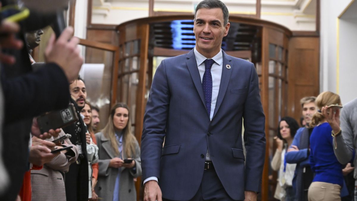 El presidente del Gobierno, Pedro Sánchez, en el pleno celebrado este jueves en el Congreso.