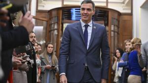 El presidente del Gobierno, Pedro Sánchez, en el pleno celebrado este jueves en el Congreso.