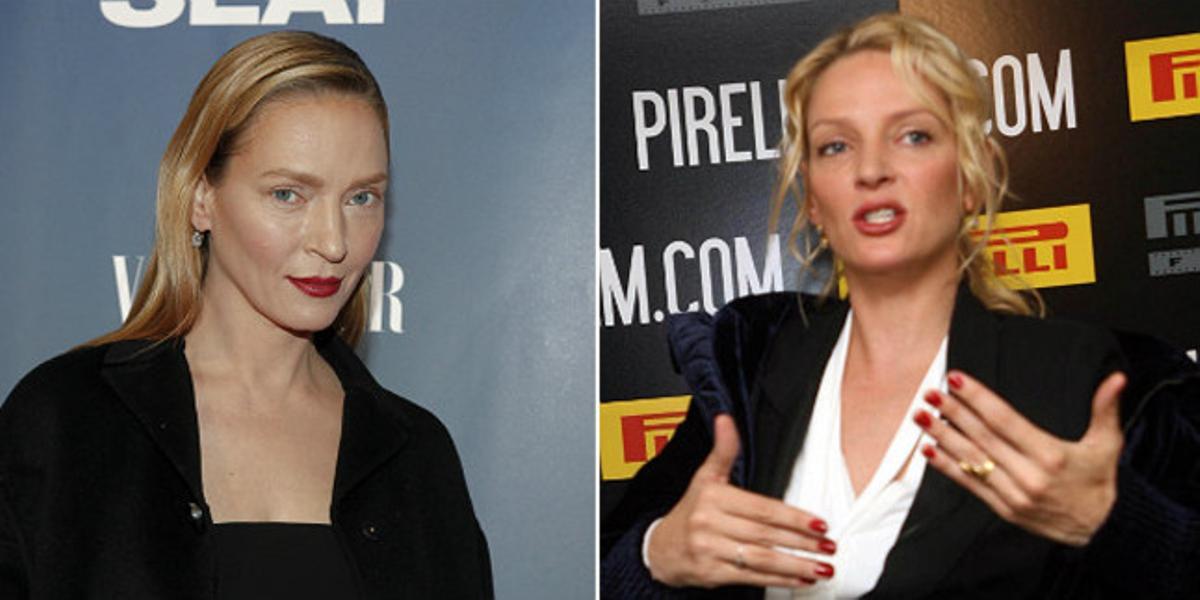 Uma Thurman, aquest dilluns, i una imatge del 2007.