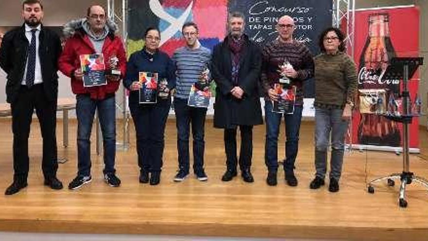 Javier Blanco, Manuel Ramón Pérez, María Eugenia Fernández, Daniel López, Ignacio García Palacios, Eduardo Fabero y Rita Irusta, durante la entrega de premios.