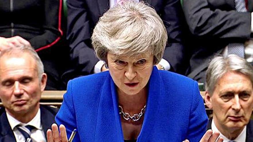 Theresa May, durant el debat de la moció de censura.