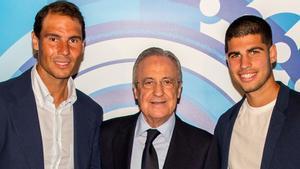 Rafa Nadal, Florentino Pérez y Carlos Alcaraz